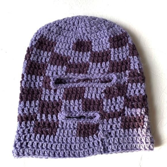 Crochet Balaclava Checkered Skirt Mask Winter Hat - Picture 7 of 10